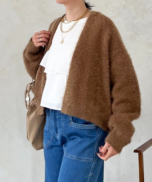 un dix cors（アンディコール）の「シャギーカーデ（カーディガン/ボレロ・レディース・ライトグレー/インディゴブルー・FREE）」の10枚目の写真