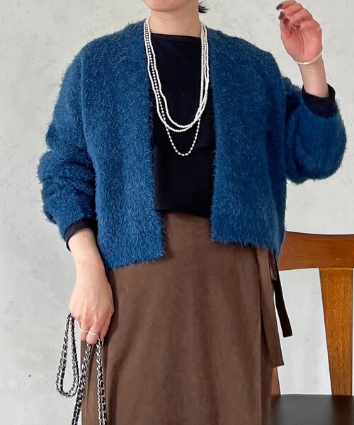 un dix cors（アンディコール）の「シャギーカーデ（カーディガン/ボレロ・レディース・ライトグレー/インディゴブルー・FREE）」の12枚目の写真