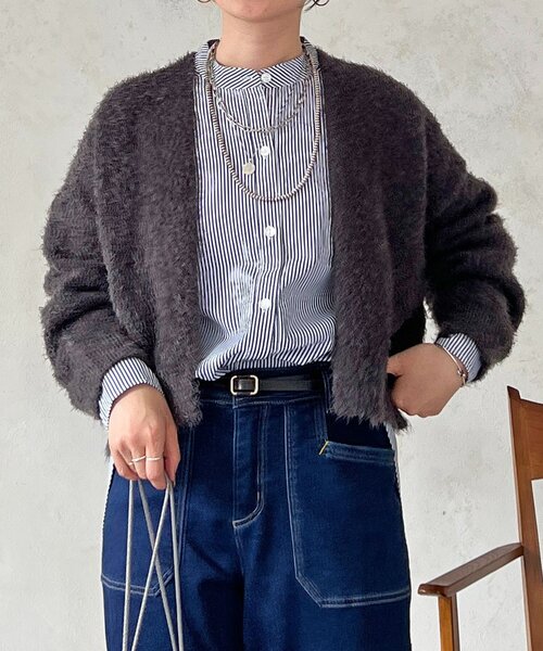 un dix cors（アンディコール）の「シャギーカーデ（カーディガン/ボレロ・レディース・ライトグレー/インディゴブルー・FREE）」の15枚目の写真