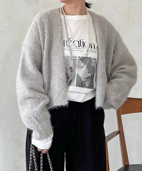 un dix cors（アンディコール）の「シャギーカーデ（カーディガン/ボレロ・レディース・ライトグレー/インディゴブルー・FREE）」の18枚目の写真