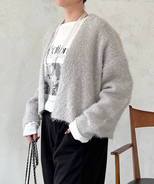 un dix cors（アンディコール）の「シャギーカーデ（カーディガン/ボレロ・レディース・ライトグレー/インディゴブルー・FREE）」の19枚目の写真