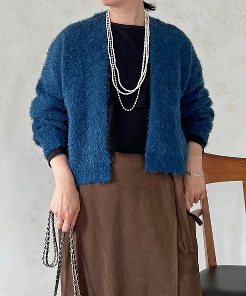 un dix cors（アンディコール）の「シャギーカーデ（カーディガン/ボレロ・レディース・ライトグレー/インディゴブルー・FREE）」の21枚目の写真