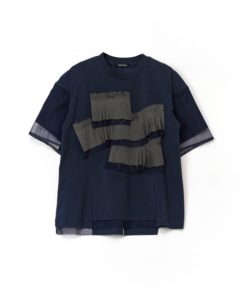 AULA AILA（アウラアイラ）の「プリーツフリルＴシャツ（Tシャツ/カットソー・レディース・ネイビー/ブラック/オフホワイト・0）」の21枚目の写真