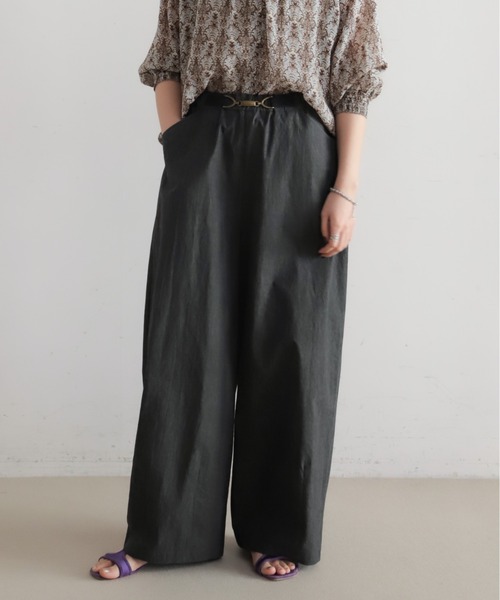 NOMBRE IMPAIR（ノンブルアンペール）の「ムラプリントコットン　ビット付きバレルパンツ（その他パンツ・レディース・カーキ/チャコールグレー・FREE）」の2枚目の写真