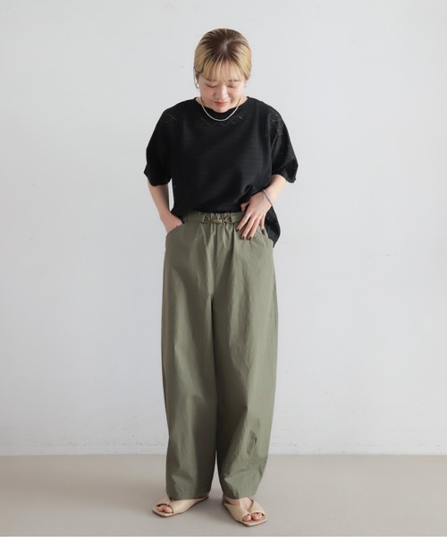 NOMBRE IMPAIR（ノンブルアンペール）の「ムラプリントコットン　ビット付きバレルパンツ（その他パンツ・レディース・カーキ/チャコールグレー・FREE）」の17枚目の写真