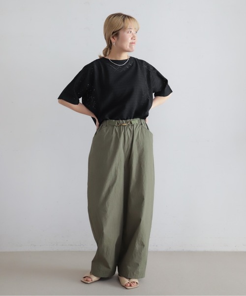 NOMBRE IMPAIR（ノンブルアンペール）の「ムラプリントコットン　ビット付きバレルパンツ（その他パンツ・レディース・カーキ/チャコールグレー・FREE）」の18枚目の写真