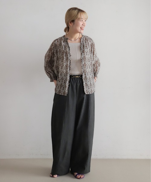 NOMBRE IMPAIR（ノンブルアンペール）の「ムラプリントコットン　ビット付きバレルパンツ（その他パンツ・レディース・カーキ/チャコールグレー・FREE）」の14枚目の写真