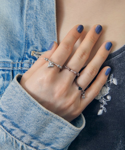 GOLDY（ゴールディ）の「カラー ビーズ × ハート セット リング（リング・レディース・ピンク/ブルー/ブラック/グリーン・FREE）」の6枚目の写真