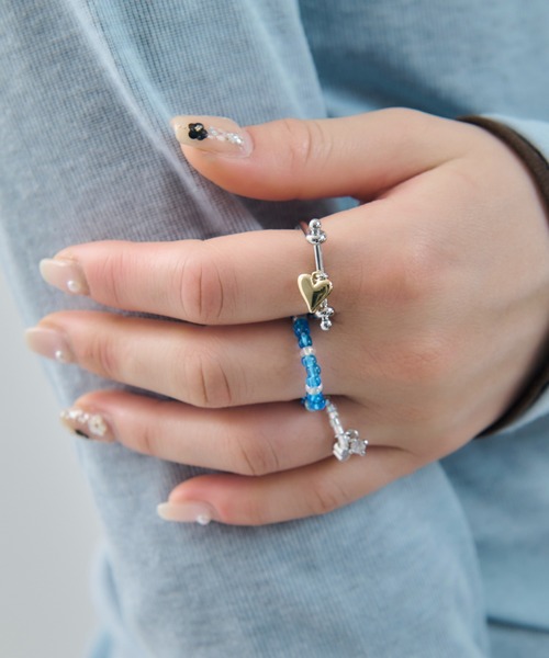 GOLDY（ゴールディ）の「カラー ビーズ × ハート セット リング（リング・レディース・ピンク/ブルー/ブラック/グリーン・FREE）」の8枚目の写真