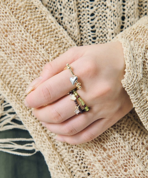 GOLDY（ゴールディ）の「カラー ビーズ × ハート セット リング（リング・レディース・ピンク/ブルー/ブラック/グリーン・FREE）」の10枚目の写真