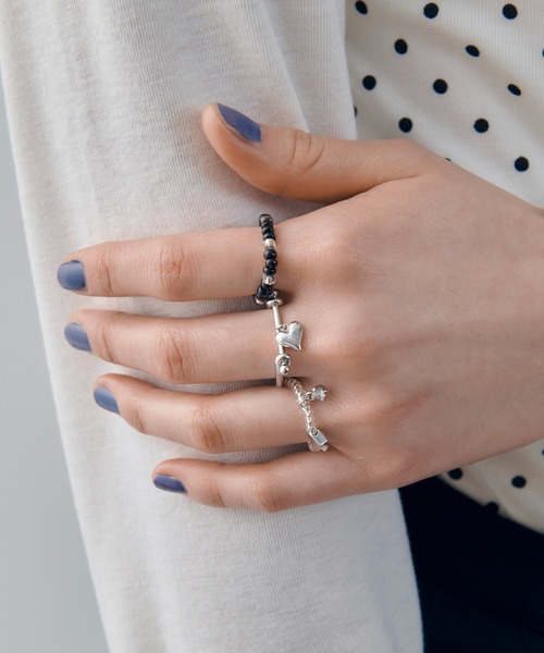 GOLDY（ゴールディ）の「カラー ビーズ × ハート セット リング（リング・レディース・ピンク/ブルー/ブラック/グリーン・FREE）」の12枚目の写真