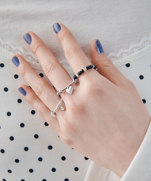 GOLDY（ゴールディ）の「カラー ビーズ × ハート セット リング（リング・レディース・ピンク/ブルー/ブラック/グリーン・FREE）」の11枚目の写真