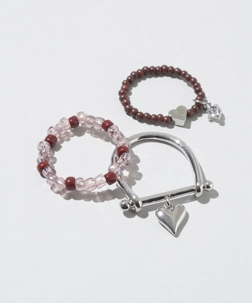 GOLDY（ゴールディ）の「カラー ビーズ × ハート セット リング（リング・レディース・ピンク/ブルー/ブラック/グリーン・FREE）」の13枚目の写真