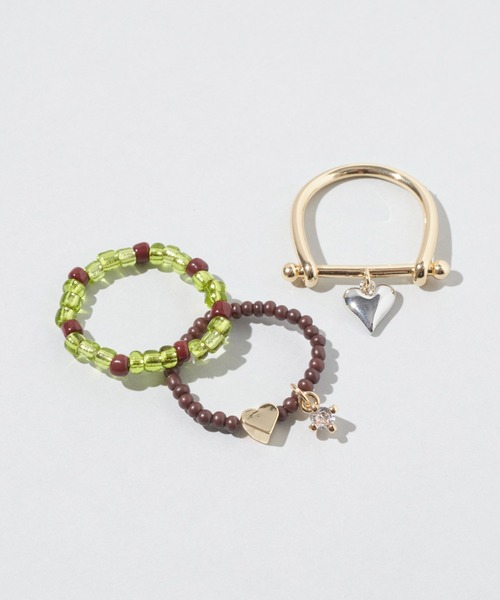 GOLDY（ゴールディ）の「カラー ビーズ × ハート セット リング（リング・レディース・ピンク/ブルー/ブラック/グリーン・FREE）」の15枚目の写真