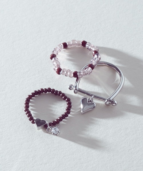 GOLDY（ゴールディ）の「カラー ビーズ × ハート セット リング（リング・レディース・ピンク/ブルー/ブラック/グリーン・FREE）」の19枚目の写真