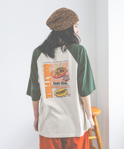 niko and...(ニコアンド)の「ハイカロリーラグランTシャツ(Tシャツ/カットソー・レディース・ブルー/ネイビー/パープル/グリーン・MEDIUM/LARGE)」の2枚目の写真