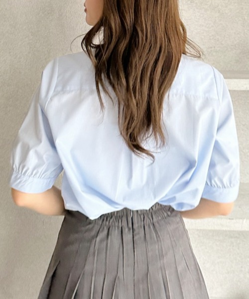 U.S. POLO ASSN.(ユーエスポロアッスン)の「【Ada.別注 U.S. POLO ASSN】リボン タイ 付き 半袖 ブラウス(シャツ/ブラウス・レディース・サックスブルー/ネイビー/ホワイト・FREE)」の8枚目の写真