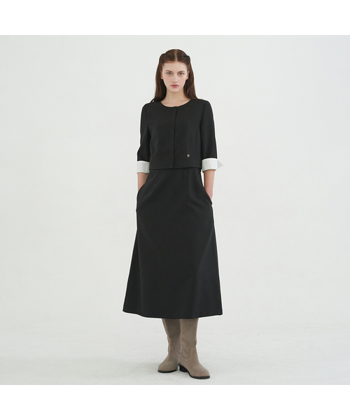 MICANE(ミケーネ)の「バレイツーインワンドレス(ワンピース・レディース・ベージュ/ブラック・SMALL/MEDIUM/LARGE/X-LARGE/XX-LARGE)」の2枚目の写真