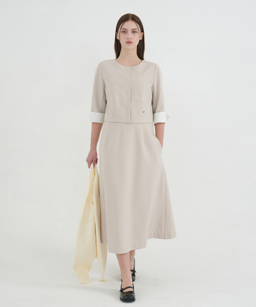MICANE(ミケーネ)の「バレイツーインワンドレス(ワンピース・レディース・ベージュ/ブラック・SMALL/MEDIUM/LARGE/X-LARGE/XX-LARGE)」の5枚目の写真