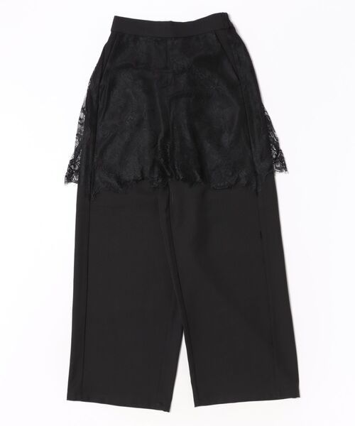 STYLEBLOCK（スタイルブロック）の「スーツ地ツイルレーススカートドッキングパンツ（その他パンツ・レディース・ブラック/オリーブ/ライトベージュ・M）」の2枚目の写真