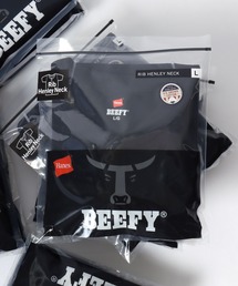 Hanes/へインズ BEEFY/ビーフィー 無地 リブ ヘンリーネック 半袖Tシャツ/1P パックT/レディース メンズ