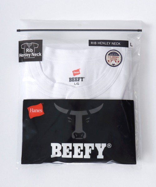 HANES(ヘインズ)の「Hanes/へインズ BEEFY/ビーフィー 無地 リブ ヘンリーネック 半袖Tシャツ/1P パックT/レディース メンズ(Tシャツ/カットソー・メンズ・グレー/ブラック/ホワイト/ネイビー・S/M/L/XL)」の20枚目の写真