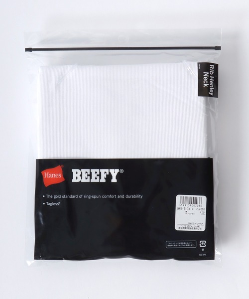 HANES(ヘインズ)の「Hanes/へインズ BEEFY/ビーフィー 無地 リブ ヘンリーネック 半袖Tシャツ/1P パックT/レディース メンズ(Tシャツ/カットソー・メンズ・グレー/ブラック/ホワイト/ネイビー・S/M/L/XL)」の15枚目の写真