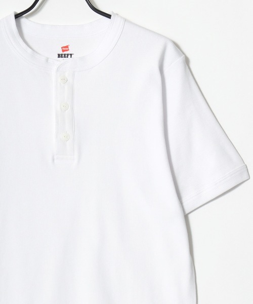 HANES(ヘインズ)の「Hanes/へインズ BEEFY/ビーフィー 無地 リブ ヘンリーネック 半袖Tシャツ/1P パックT/レディース メンズ(Tシャツ/カットソー・メンズ・グレー/ブラック/ホワイト/ネイビー・S/M/L/XL)」の16枚目の写真