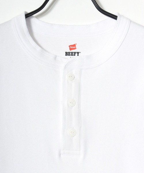 HANES(ヘインズ)の「Hanes/へインズ BEEFY/ビーフィー 無地 リブ ヘンリーネック 半袖Tシャツ/1P パックT/レディース メンズ(Tシャツ/カットソー・メンズ・グレー/ブラック/ホワイト/ネイビー・S/M/L/XL)」の10枚目の写真