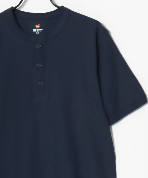 HANES(ヘインズ)の「Hanes/へインズ BEEFY/ビーフィー 無地 リブ ヘンリーネック 半袖Tシャツ/1P パックT/レディース メンズ(Tシャツ/カットソー・メンズ・グレー/ブラック/ホワイト/ネイビー・S/M/L/XL)」の17枚目の写真