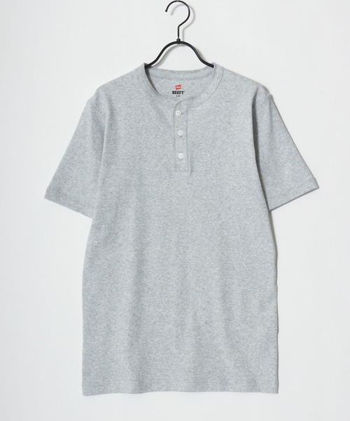 HANES(ヘインズ)の「Hanes/へインズ BEEFY/ビーフィー 無地 リブ ヘンリーネック 半袖Tシャツ/1P パックT/レディース メンズ(Tシャツ/カットソー・メンズ・グレー/ブラック/ホワイト/ネイビー・S/M/L/XL)」の7枚目の写真