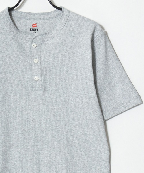 HANES(ヘインズ)の「Hanes/へインズ BEEFY/ビーフィー 無地 リブ ヘンリーネック 半袖Tシャツ/1P パックT/レディース メンズ(Tシャツ/カットソー・メンズ・グレー/ブラック/ホワイト/ネイビー・S/M/L/XL)」の18枚目の写真