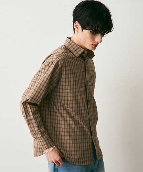 Shoowtime(ショウタイム)の「Cropped Check Shirt / クロップド丈チェックシャツ(シャツ/ブラウス・メンズ・レッド系/ベージュ系/ネイビー・MEDIUM/LARGE/X-LARGE)」の1枚目の写真