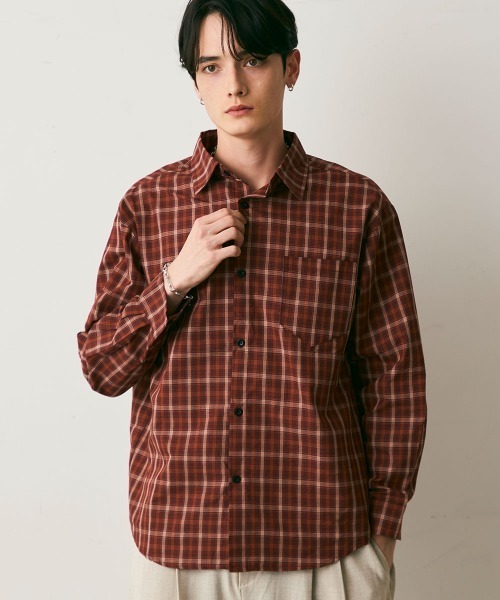 Shoowtime(ショウタイム)の「Cropped Check Shirt / クロップド丈チェックシャツ(シャツ/ブラウス・メンズ・レッド系/ベージュ系/ネイビー・MEDIUM/LARGE/X-LARGE)」の11枚目の写真