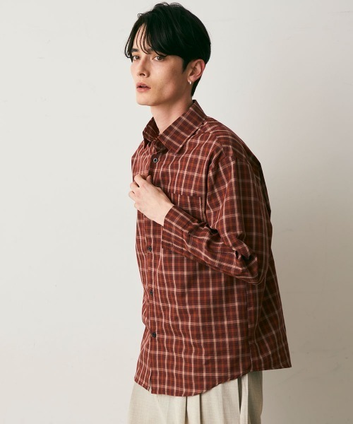 Shoowtime(ショウタイム)の「Cropped Check Shirt / クロップド丈チェックシャツ(シャツ/ブラウス・メンズ・レッド系/ベージュ系/ネイビー・MEDIUM/LARGE/X-LARGE)」の14枚目の写真