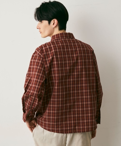 Shoowtime(ショウタイム)の「Cropped Check Shirt / クロップド丈チェックシャツ(シャツ/ブラウス・メンズ・レッド系/ベージュ系/ネイビー・MEDIUM/LARGE/X-LARGE)」の16枚目の写真