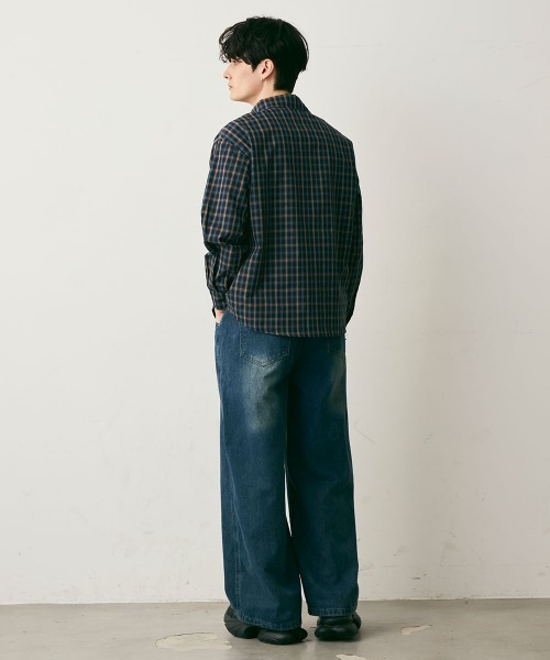 Shoowtime(ショウタイム)の「Cropped Check Shirt / クロップド丈チェックシャツ(シャツ/ブラウス・メンズ・レッド系/ベージュ系/ネイビー・MEDIUM/LARGE/X-LARGE)」の10枚目の写真
