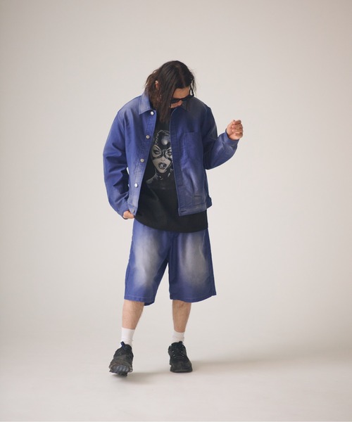 ADAM PATEK(アダムパテック)の「ADAMPATEK/blasted light moleskin wide shorts/ライトモールスキンショートパンツ(その他パンツ・メンズ・ブラック/ブルー・2/1)」の3枚目の写真