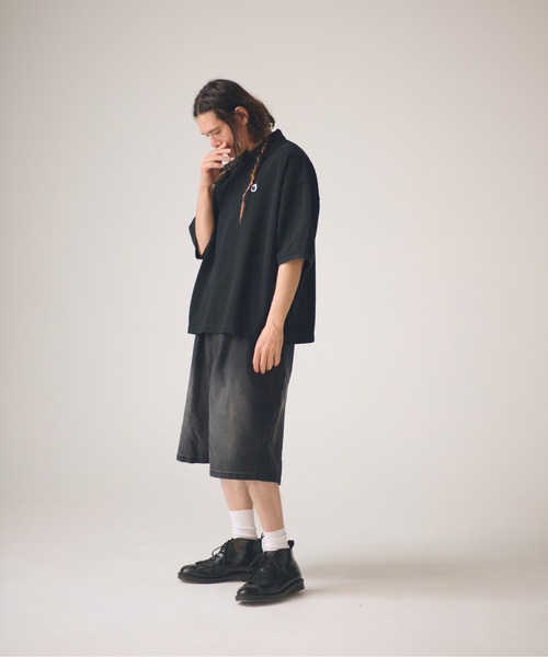 ADAM PATEK(アダムパテック)の「ADAMPATEK/blasted light moleskin wide shorts/ライトモールスキンショートパンツ(その他パンツ・メンズ・ブラック/ブルー・2/1)」の10枚目の写真