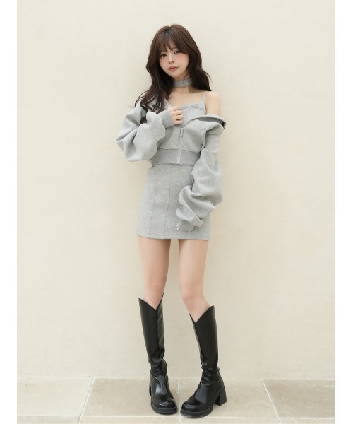 Darich(ダーリッチ)の「ボンディングスウェットアンサンブルミニワンピース(ワンピース・レディース・ホワイト/ピンク/ブラック/グレー・FREE/FL)」の15枚目の写真