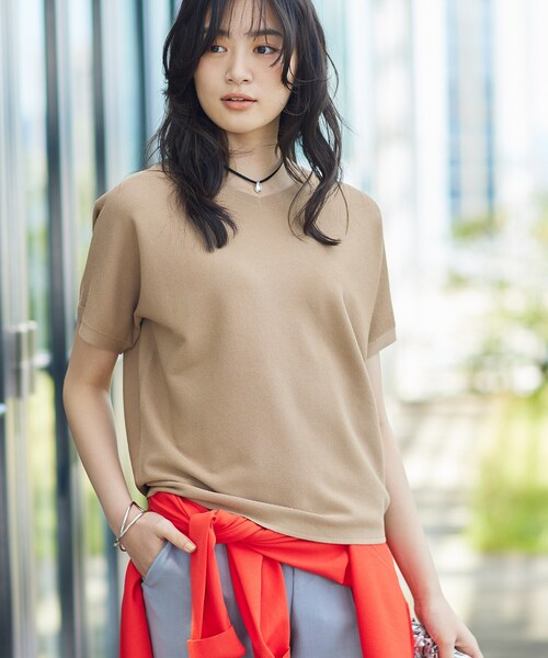 Мы́ющийся вязаный V‑neck T‑shirt (стирка допускается) — Garter knit V‑neck T