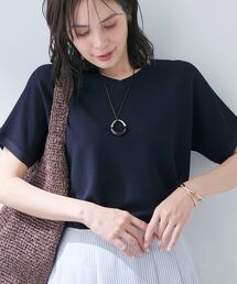 【洗える】ガーター編みVネックニットT