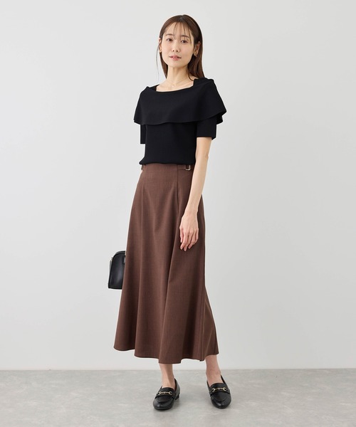 ROPE' PICNIC(ロペピクニック)の「八方映えニット ハーフスリーブケープニットプルオーバー/UVカット・接触冷感・イージーケア(ニット/セーター・レディース・ブラック/ブラウン/オフホワイト/サックスブルー・FREE)」の6枚目の写真