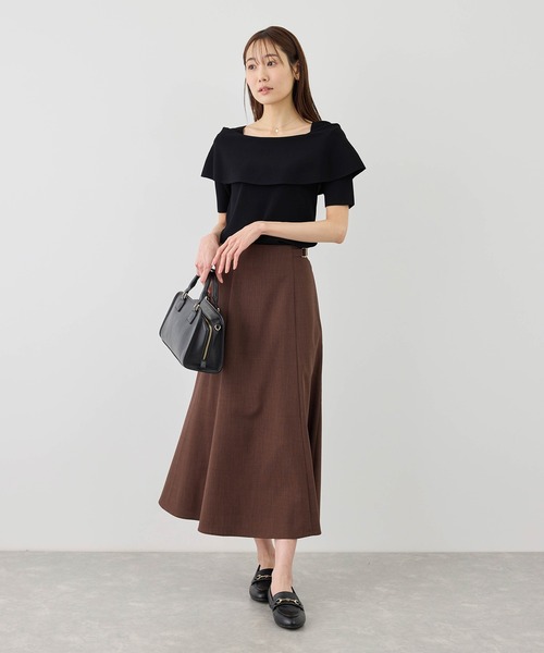 ROPE' PICNIC(ロペピクニック)の「八方映えニット ハーフスリーブケープニットプルオーバー/UVカット・接触冷感・イージーケア(ニット/セーター・レディース・ブラック/ブラウン/オフホワイト/サックスブルー・FREE)」の7枚目の写真