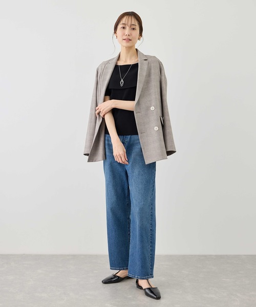 ROPE' PICNIC(ロペピクニック)の「八方映えニット ハーフスリーブケープニットプルオーバー/UVカット・接触冷感・イージーケア(ニット/セーター・レディース・ブラック/ブラウン/オフホワイト/サックスブルー・FREE)」の12枚目の写真