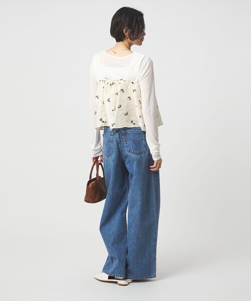 green label relaxing（グリーンレーベルリラクシング）の「フラワー ジャガード キャミソール（キャミソール・レディース・オフホワイト/ブラック・FREE）」の8枚目の写真