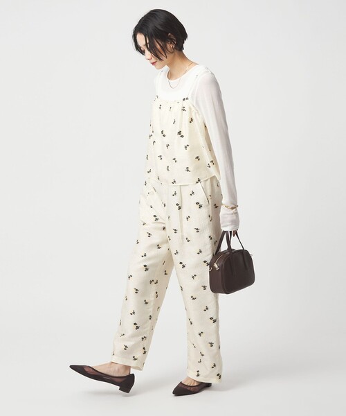 green label relaxing（グリーンレーベルリラクシング）の「フラワー ジャガード キャミソール（キャミソール・レディース・オフホワイト/ブラック・FREE）」の10枚目の写真