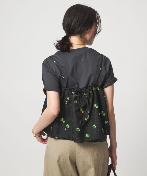 green label relaxing（グリーンレーベルリラクシング）の「フラワー ジャガード キャミソール（キャミソール・レディース・オフホワイト/ブラック・FREE）」の12枚目の写真