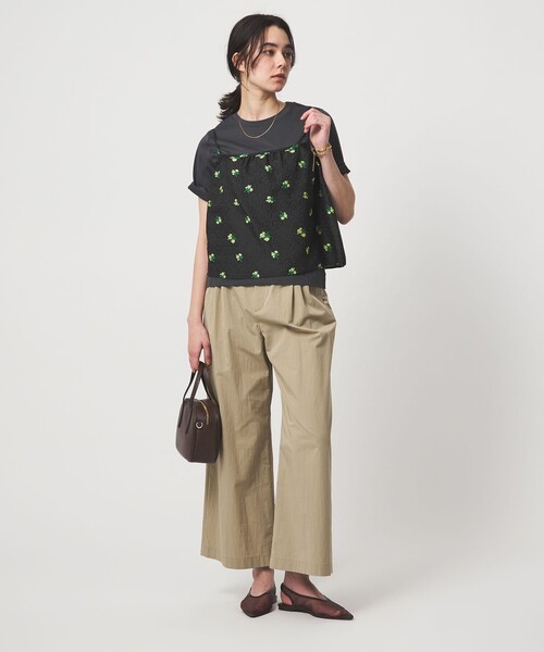 green label relaxing（グリーンレーベルリラクシング）の「フラワー ジャガード キャミソール（キャミソール・レディース・オフホワイト/ブラック・FREE）」の13枚目の写真