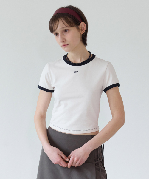 COVERNAT WOMAN(カバーナットウーマン)の「ウーマンベビーフィットリンガーTシャツアイボリー(Tシャツ/カットソー・レディース・その他・WS/WM)」の1枚目の写真